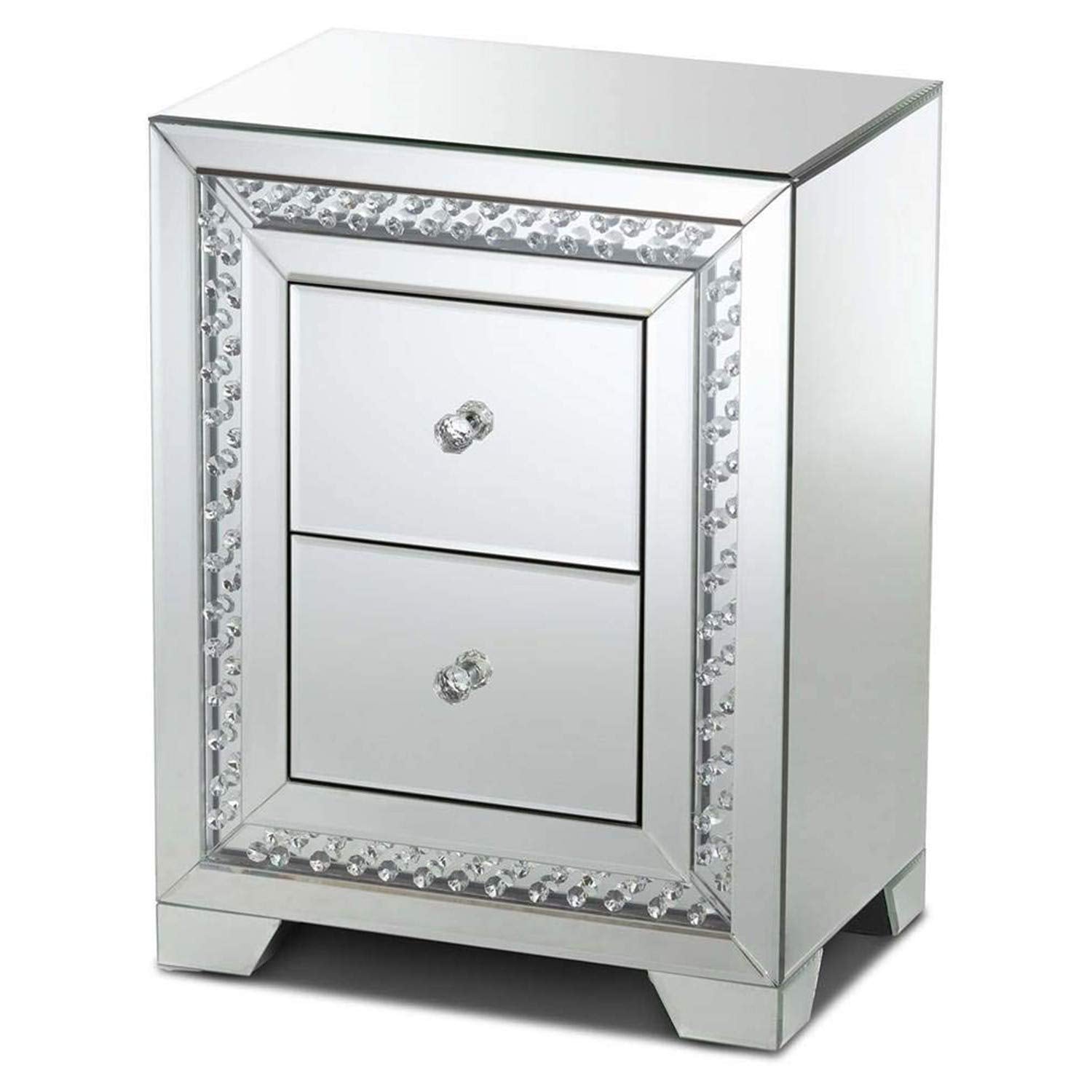 Baxton Studio Mina 3 Drawer Mirrored Nightstand